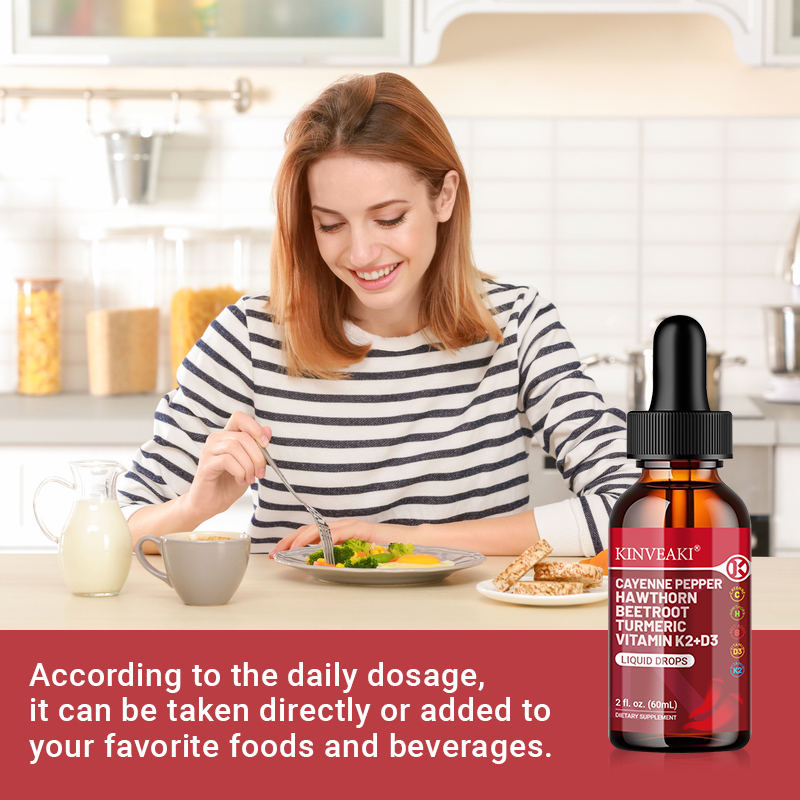 Cayenne Pepper Hawthorn Beet Root Turmeric Vitamin K2+D3 Drops