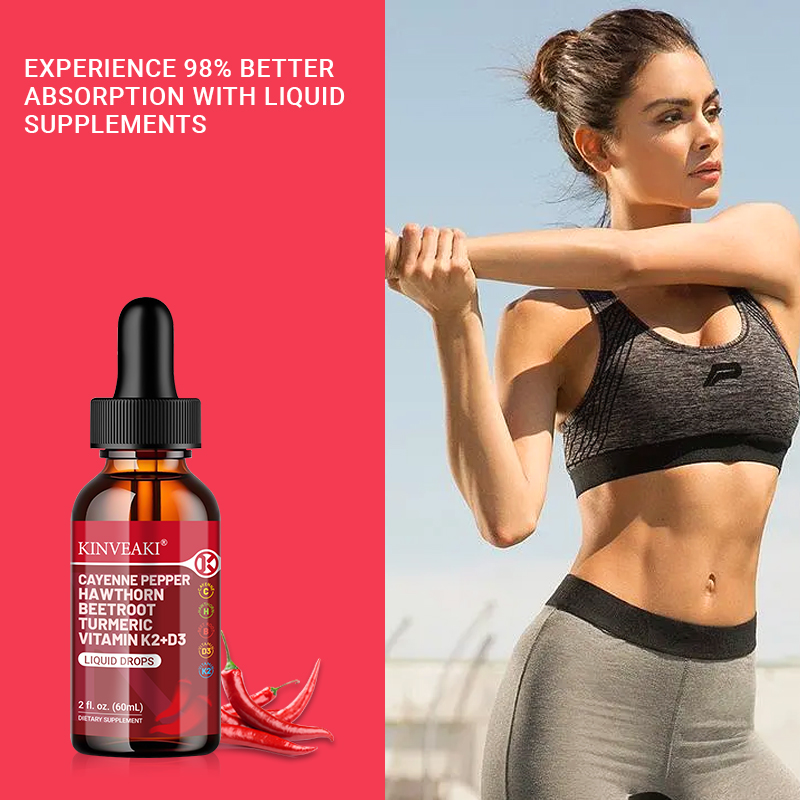 Cayenne Pepper Hawthorn Beet Root Turmeric Vitamin K2+D3 Drops