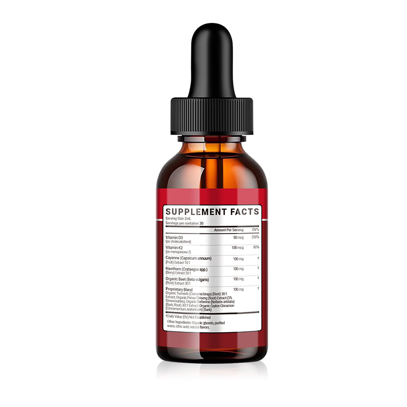 Cayenne Pepper Hawthorn Beet Root Turmeric Vitamin K2+D3 Drops