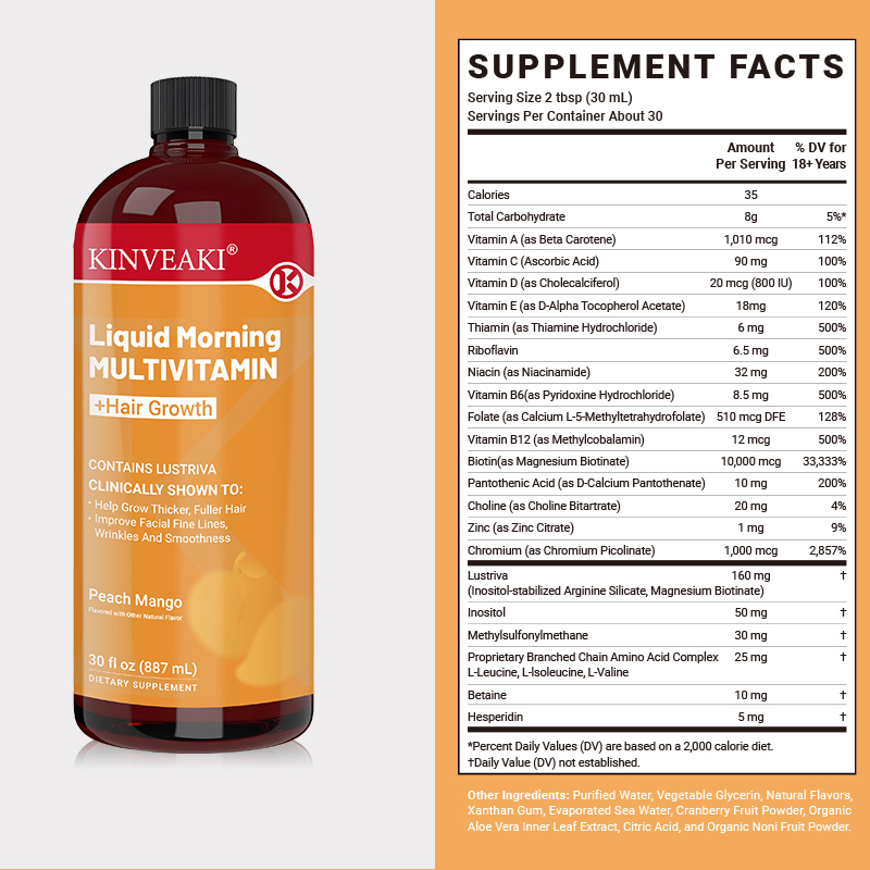Liquid Morning Multivitamin + Hair Growth, 30 fl oz
